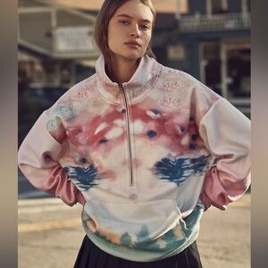 NWT Anthropologie PILCRO HALF-ZIP PULLOVER SWEATSHIRT. Size Small